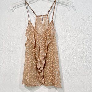Concert by Clare Tank Top Cami Spaghetti Straps Adjust Mauve Floral Sheer Size L